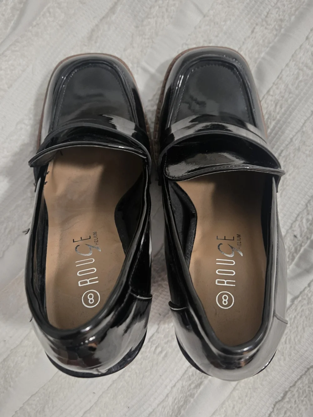 Rouge Helium - Platform Chunky Patent Loafer Heels - Black - Picture 5 of 7